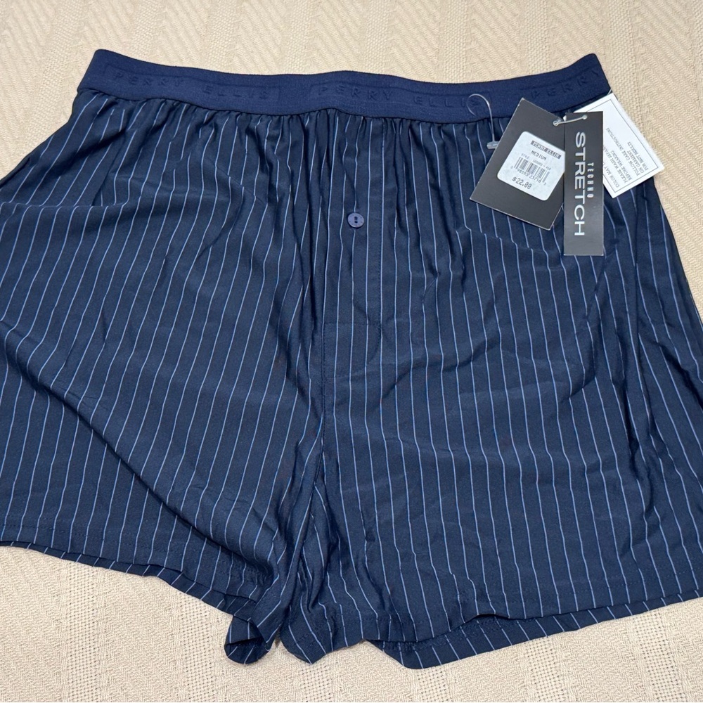 Perry Ellis Navy Boxer Shorts with White Pinstripes